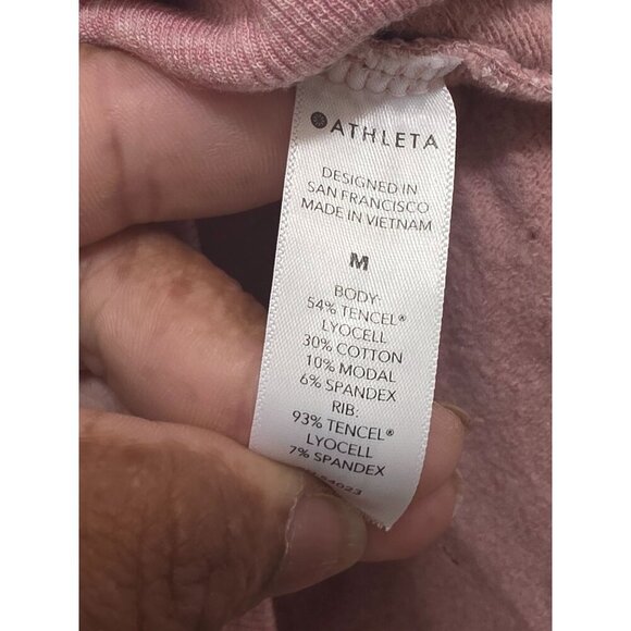 Athleta Pink Speckled Long Sleeve Sweatshirt With Side Slits & Thumb Holes Women - Picture 8 of 8